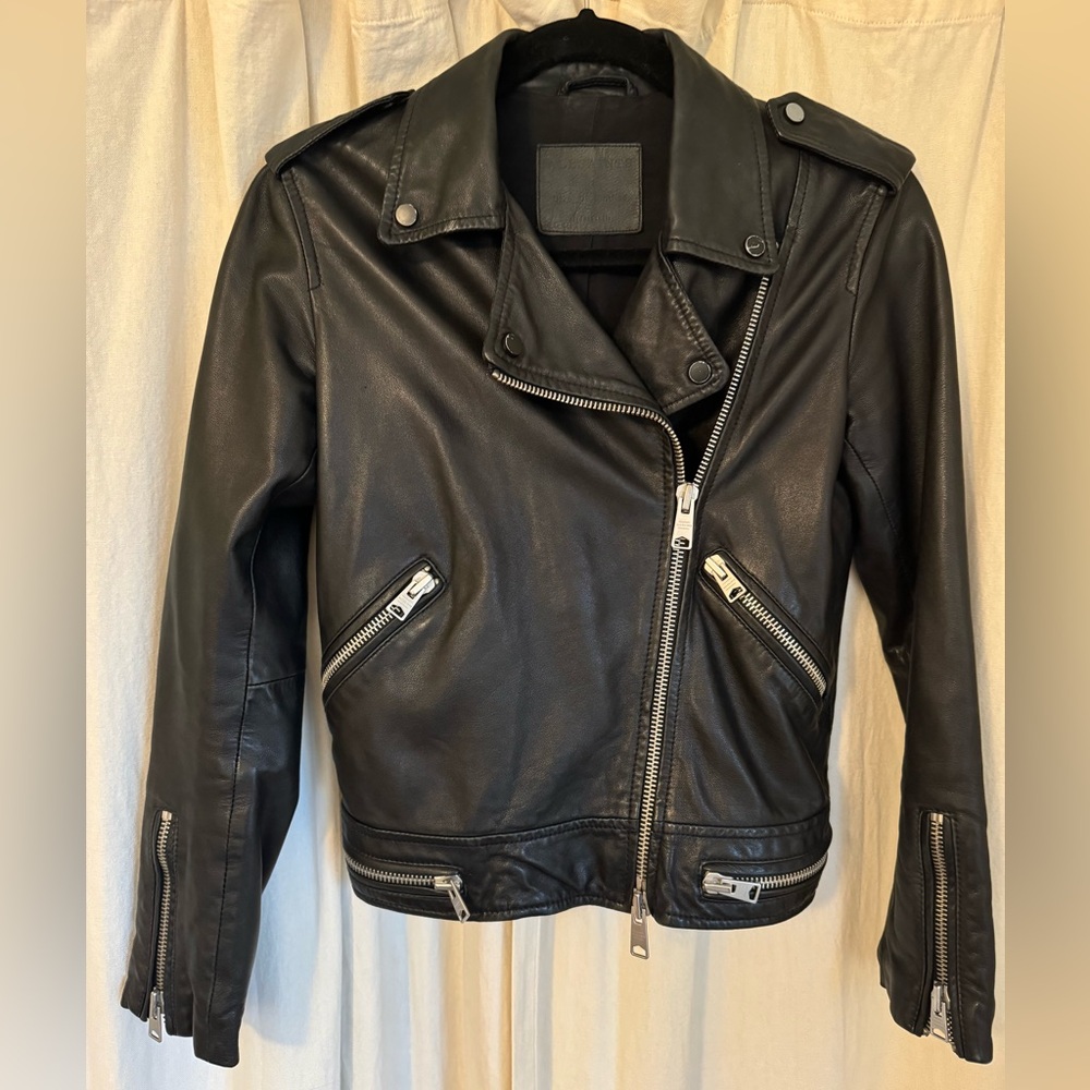 All Saints Black Leather Biker Jacket